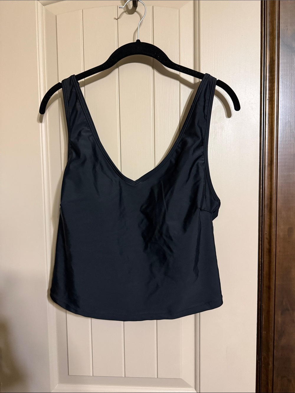 Black V-Neck Tank Swim Top